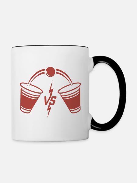 Beer Pong Duell - Tasse zweifarbig - Weiß/Schwarz