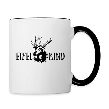 Eifelkind mit Hirsch - helle Shirts Edition - Tasse zweifarbig - Weiß/Schwarz - Rechts