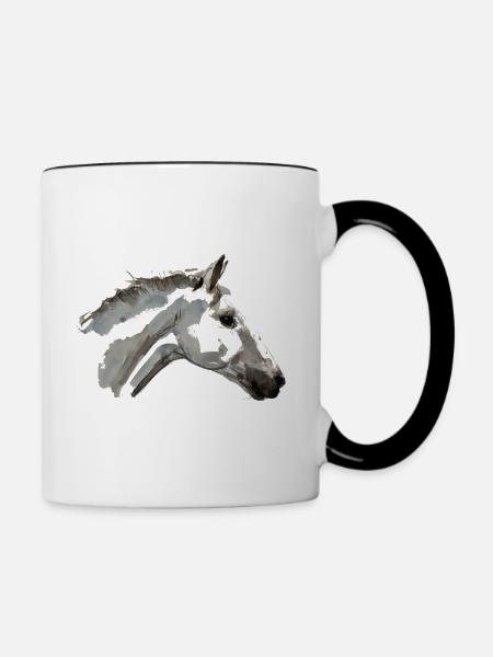 Spanisches Pferd - Tasse zweifarbig - Weiß/Schwarz