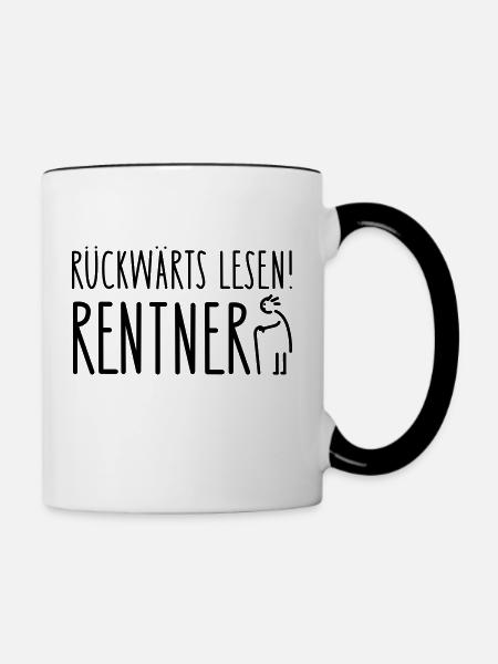Rentner Lesen - Tasse zweifarbig - Weiß/Schwarz