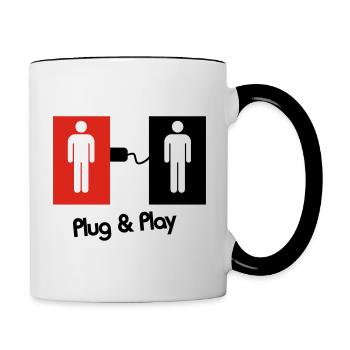 Plug & Play Gay Love ! - Contrasting Mug - white/black - Right