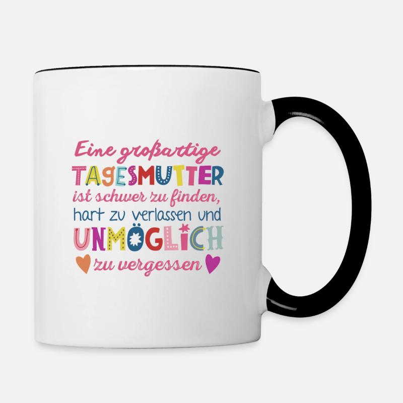 Großartige Tagesmutter - Tasse zweifarbig - Weiß/Schwarz