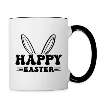 Happy Easter - Easter Bunny Rabbit Ears - Contrasting Mug - white/black - Right