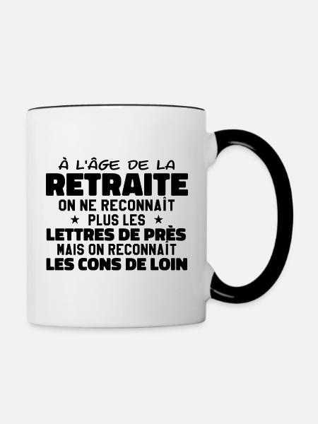 à l'âge de la retraité | Humour Retraite - Mug contrasté - blanc/noir