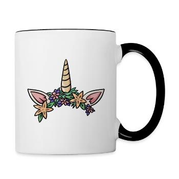 Einhorn Ohren Kopfschmuck niedliche Geschenkidee - Tasse zweifarbig - Weiß/Schwarz - Rechts