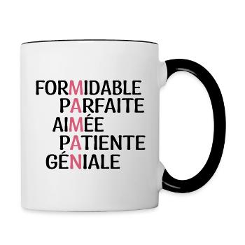 Maman Formidable - Cadeau Maman - Meilleure Maman - Mug contrasté - blanc/noir - Droite