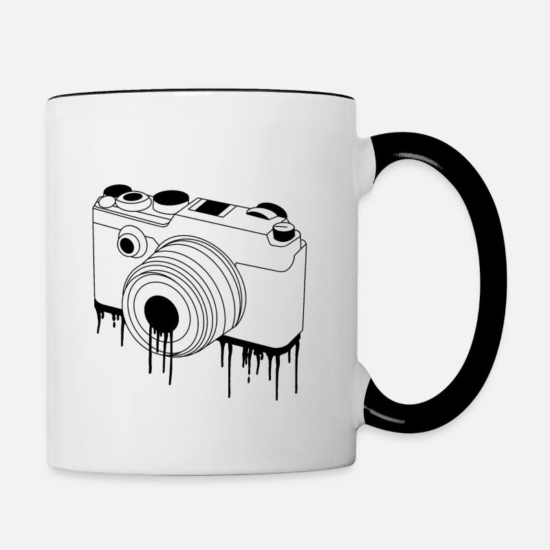 Dessin de caméra - Mug contrasté - blanc/noir
