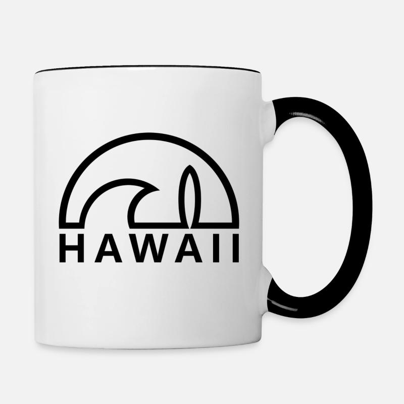 Hawaii sun surfboard black minimalist - Contrasting Mug - white/black