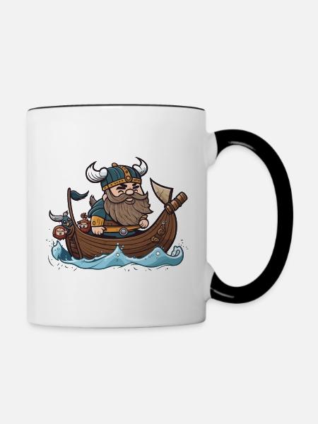 Wikinger-Navigator - Tasse zweifarbig - Weiß/Schwarz