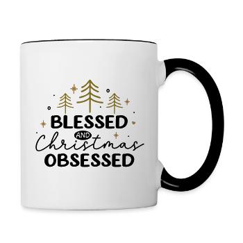 Christmas Obsessed- Christmas Gif - Tasse zweifarbig - Weiß/Schwarz - Rechts
