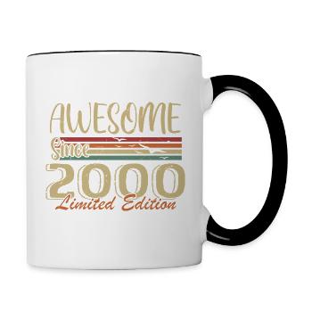 Legenden wurden im Jahr 2000 geboren Jahrgang 2000 - Tasse zweifarbig - Weiß/Schwarz - Rechts