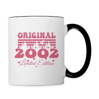 Geschenk zum 22. Geburtstag der Frau 2002 | Jahrgang 2002 - Tasse zweifarbig - Weiß/Schwarz - Rechts