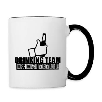 Offizielles Mitglied des Trinkteams - Lustiges - Tasse zweifarbig - Weiß/Schwarz - Rechts