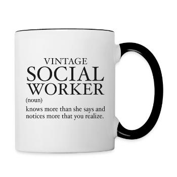 Vintage-Sozialarbeiterin - Tasse zweifarbig - Weiß/Schwarz - Rechts