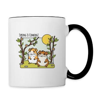 Le printemps arrive ! Les hamsters s’y attendent déjà avec impatience ! - Mug contrasté - blanc/noir - Droite