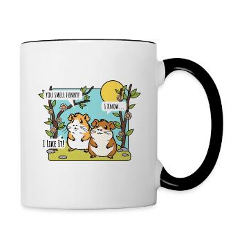 Deux copains hamsters - l’un qui sent drôle - Mug contrasté - blanc/noir - Droite