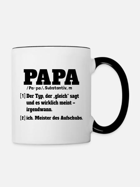 Papa Definition Wörterbuch - Tasse zweifarbig - Weiß/Schwarz