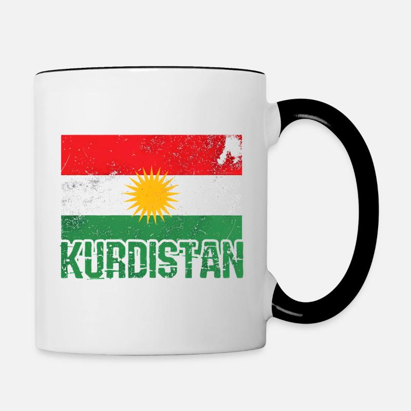 Symbole de paix kurde avec les Kurdes du Kurdistan - Mug contrasté - blanc/noir