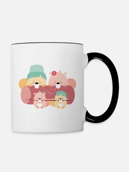 BEAVER FAMILY - Tasse zweifarbig - Weiß/Schwarz