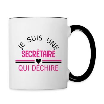 je suis une secrétaire qui déchire - Mug contrasté - blanc/noir - Droite