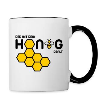 Der mit dem Honig dealt - Tasse zweifarbig - Weiß/Schwarz - Rechts