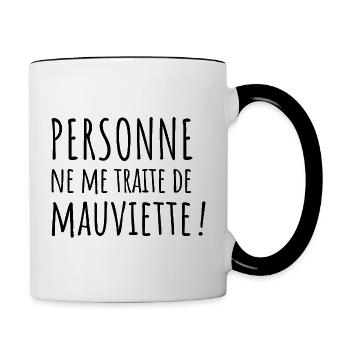 Personne ne me traite de mauviette - Mug contrasté - blanc/noir - Droite