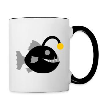 Anglerfisch Fisch Laternenfisch Grafik Tiefsee - Tasse zweifarbig - Weiß/Schwarz - Rechts