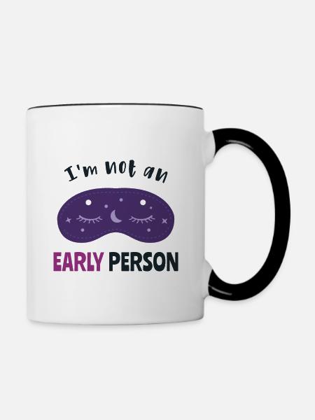 Ich bin kein Frühaufsteher - Tasse zweifarbig - Weiß/Schwarz