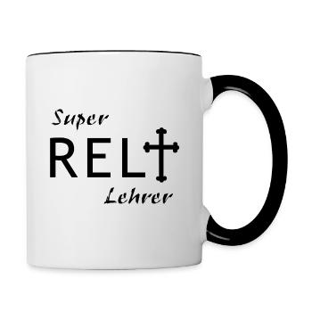 Super Reli Lehrer - Tasse zweifarbig - Weiß/Schwarz - Rechts