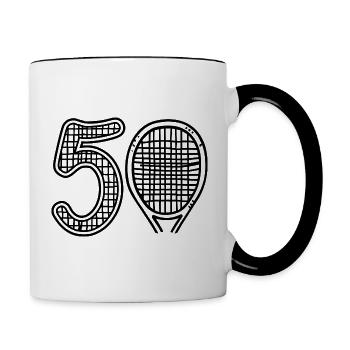50er eines Tennisspielers - Tasse zweifarbig - Weiß/Schwarz - Rechts
