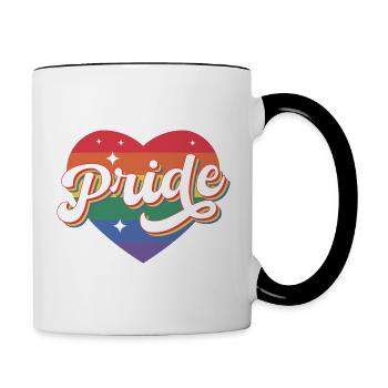 Fierté Cœur arc-en-ciel - Mug contrasté - blanc/noir - Droite
