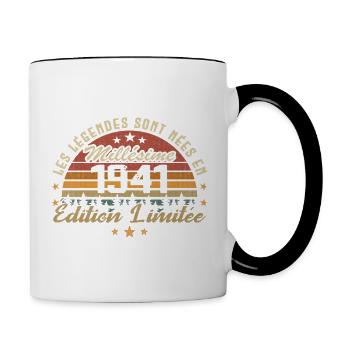 Millésime 1941 Cadeau 83e Anniversaire 83 ans - Mug contrasté - blanc/noir - Droite
