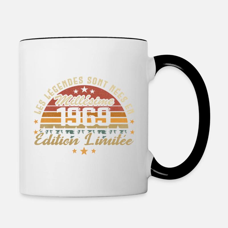 Millésime 1969 Cadeau 55e Anniversaire 55 ans - Mug contrasté - blanc/noir