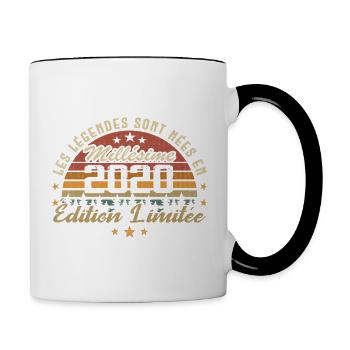 Millésime 2020 Cadeau 4e Anniversaire 4 ans - Mug contrasté - blanc/noir - Droite