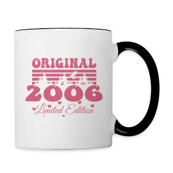Geschenk zum 18. Geburtstag der Frau 2006 | Jahrgang 2006 - Tasse zweifarbig - Weiß/Schwarz - Rechts