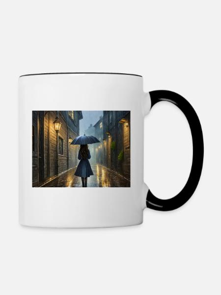 Im Regen spazieren - Tasse zweifarbig - Weiß/Schwarz