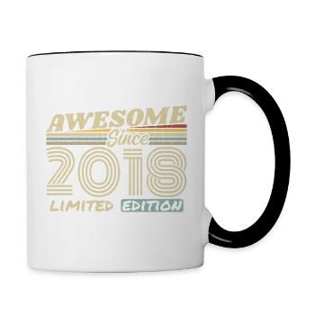 Vintage 2018 Retro - 2018 Geburtstagsgeschenk - Tasse zweifarbig - Weiß/Schwarz - Rechts