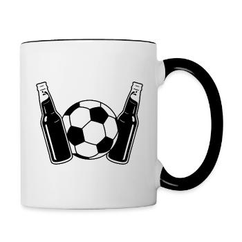 Erster Vatertag Fußball Papa Sohn Baby Flaschen - Tasse zweifarbig - Weiß/Schwarz - Rechts