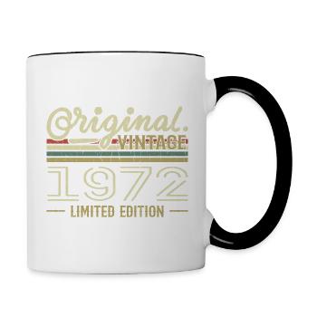1972 Retro Geburtstag 1972 Original 1972 Jahrgang - Tasse zweifarbig - Weiß/Schwarz - Rechts