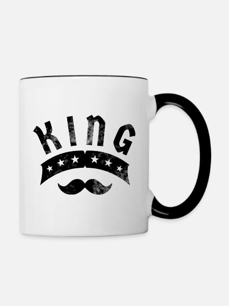 König mit Schnurrbart - Tasse zweifarbig - Weiß/Schwarz