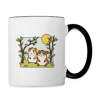 Cute hamster buddies are cozy in nature - Contrasting Mug - white/black - Right