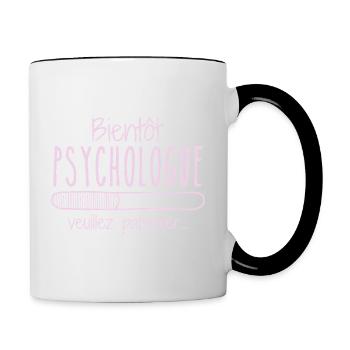 Métier Psychologue En Cours Bientôt Psychologue - Mug contrasté - blanc/noir - Droite