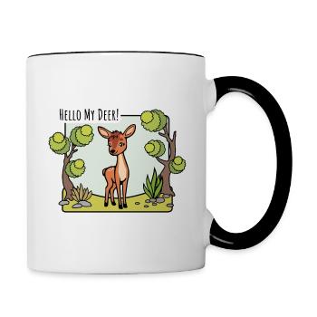 Bonjour mon cerf ! Le mignon petit cerf est là ! - Mug contrasté - blanc/noir - Droite