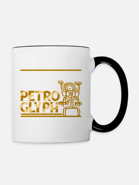 Petroglyphe Petroglyphen Piktogramme - Tasse zweifarbig - Weiß/Schwarz