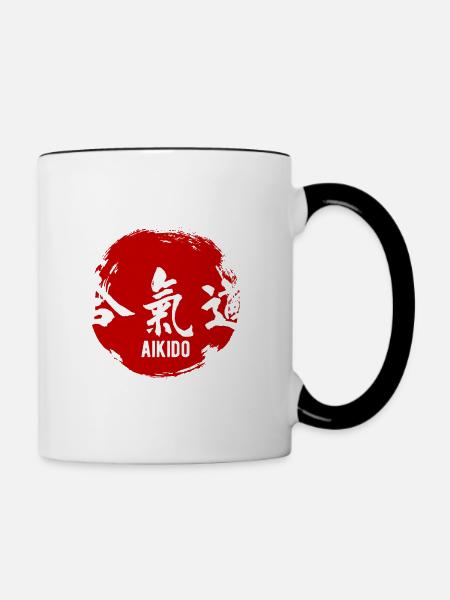Aikido-Kampfkünste-Kanji - Tasse zweifarbig - Weiß/Schwarz