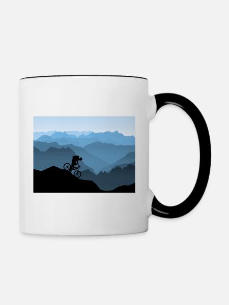 Mountainbiker in den Bergen - Tasse zweifarbig - Weiß/Schwarz