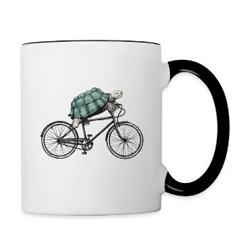 Bicycle Turtle Two-wheeler Cycling Gift - Contrasting Mug - white/black - Right