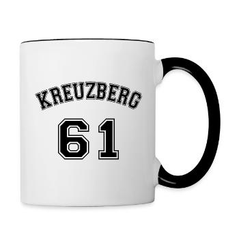 Kreuzberg 61 Berliner Bezirk Nostalgie Design - Mug contrasté - blanc/noir - Droite