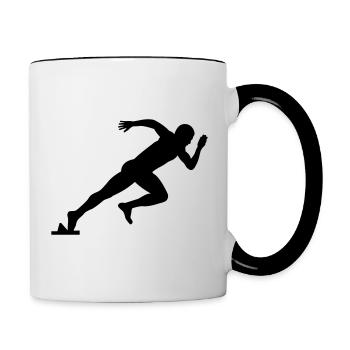 Leichtathletik Sprinter Motiv Geschenkidee - Tasse zweifarbig - Weiß/Schwarz - Rechts