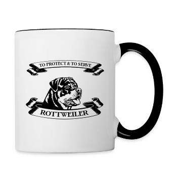 Pour protéger et servir Rottweiler - Mug contrasté - blanc/noir - Droite